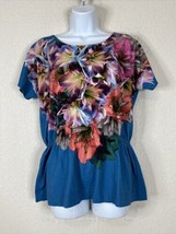 Soft Surroundings Womens Size S Floral Knit Cinched Waist Knit Top Short Sleeve - £8.62 GBP