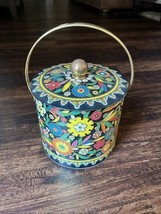 Vtg Daher Decorative Tin Canister Made In England 7.5 X 7&quot; Lid Mod Flowe... - $558.95 MXN