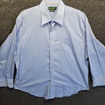 Lauren Ralph Lauren Size 17.5 -34/35 Non-Iron Blue Button-Down Dress Shirt - £13.79 GBP