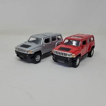 Welly Die Cast Hummer H3 Lot 2 Model Car Metal 1/34 Silver/Gray Red Pull Back - £16.03 GBP