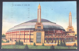 1942 The Arena in St Louis MO Missouri Linen Postcard Checkerdome Scott Field - £7.58 GBP