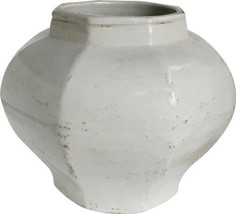 Jar Vase Octagonal White Crackle Ceramic Handmade Hand-Crafted - £318.94 GBP