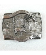 Vintage 1981 Washington Souvenir Belt Buckle Metal Moose Eagle Mount Ber... - £31.96 GBP