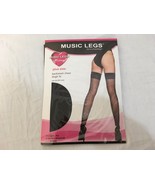 New Music Legs 4102Q BLACK One Size Fits Most Nylon Sheer Thigh High Sto... - $8.87