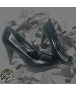Style & Co Womens Black Celine Leather Slip On Peep Toe High Heels Pumps Size 8 - $40.00