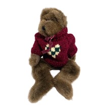 Boyd Bears Plush Stuffed Animal Toy Teddy Burgundy Sweater Heart 1995 10 in Tall - $9.89