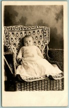 RPPC Cute 10 Week Old Baby on Wicker Chair w BlanketsUNP 1904-18 AZO Postcard H5 - £3.07 GBP