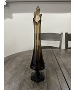 Vintage Mid Century MCM Viking Smoke Brown Glass Swung Vase Epic Column 17&quot; - $4,364.00 MXN