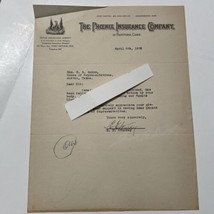 Antique Letter The Phoenix Insurance Company Of Hartford Conn Port Arthu... - $74.36 CAD