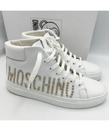 Moschino Logo Leather High-top Sneaker White Athletic NEW Women&#39;s size 8... - $6,557.93 MXN