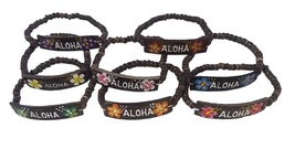 Coconut 6&quot; Elastic Hawaiian ALOHA jewelry ID Bracelet with two Hibiscus ... - $4.60+