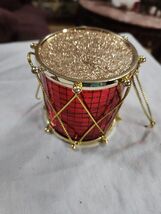  PLASTIC RED GLITTERY DRUM CHRISTMAS ORNAMENT.  3&quot; - $9.89