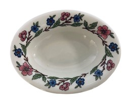 Sterling D-3 Soap Dish Trinket Tray Pink Blue Flower Print Oval Vitrified China - £11.43 GBP