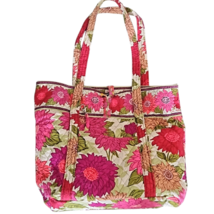 Vera Bradley Hello Dahlia Handbag Pink Flowers Quilted Shoulder Bag Tote... - $24.74