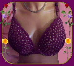 40DD Berry Gold SHIMMER Lace Mesh ExtremeLift Victorias Secret Plunge PU UW Bra - £31.59 GBP