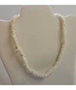 Choker Necklace 70s Style Faux Shell Piece White Beads Fashion Jewelry - $12.36