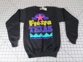 VTG Fiesta Texas San Antonio Black Sweatshirt Size: Kids S (8) 90s Single-Stitch - £18.93 GBP