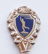 Collector Souvenir Spoon Canada Manitoba Winnipeg Golden Boy Emblem - $2.99