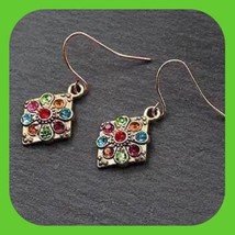 Brand New Exknl Fashion Vintage Drop Crystal Ethnic Muti Colorful Earrings - £5.47 GBP