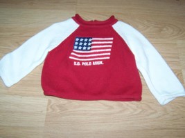 Infant Size 12 Months US Polo Assn. Patriotic American Flag Sweater Red White  - £10.98 GBP