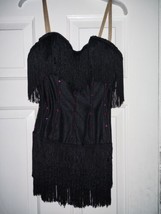 VTG Dominique Black Slick Sequin Beaded  Sleeveless Maxi Dress Corset Size 34B - £63.14 GBP