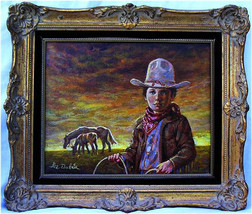 Lee Dubin Framed Original Oil Painting &quot;Little Cowboy&quot; 1980 - £3,128.63 GBP