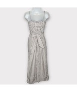 HOUSE OF HARLOW 1960 tan/white linen blend gingham check smocked jumpsui... - $55.00