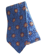Robert Talbott 57 Inch Silk Mens Neck Tie Royal Blue Flowers Shiny Mater... - $11.95