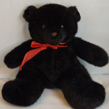 Heart Line Hallmark Black Bear stuffed Plush Mo-hair 9&#39;&#39; Vintage 1990 year - £16.51 GBP