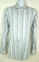 Thomas Dean Long Sleeve Button Shirt Size XXL Blue Striped - £12.98 GBP