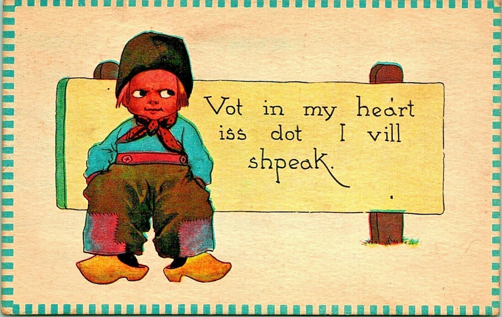 Primary image for Dutch Boy Comic Vot In My Heart iss Dot I Vill Speak 1912 Postcard Sampson Bros