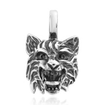Powerful &amp; Wild Wolf Head Sterling Silver Pendant - £18.28 GBP