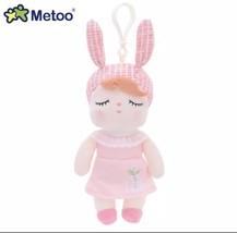 Metoo Small Plush Bunny Ears Babydoll Sleeping Eyes Bag Clip Keychain - £8.98 GBP