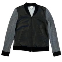 AG Adriano Goldschmied Leather Bomber Jacket XS Black Gray Channel Style... - $35.00