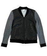 AG Adriano Goldschmied Leather Bomber Jacket XS Black Gray Channel Style... - $651.00 MXN