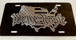 We The People USA Car Tag Engraved Etched on Black Aluminum License Plate GIFT - £18.03 GBP