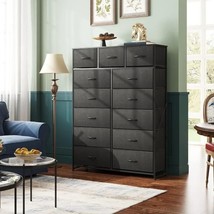 Fabric Dresser for Bedroom Tall Dresser With 13 Drawers Steel Frame Furniture - £108.85 GBP