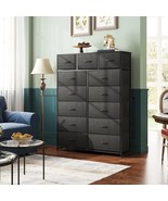 Fabric Dresser for Bedroom Tall Dresser With 13 Drawers Steel Frame Furn... - $190.11 CAD