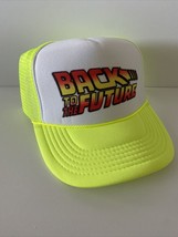 Vintage Back To The Future Trucker Hat snapback Hat Neon Yellow Movie Ha... - $17.59