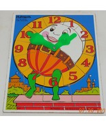 Vintage 198 Playskool 178 &quot;Time Teacher&quot; Wooden Frame Puzzle 16 Pieces Rare - £26.36 GBP