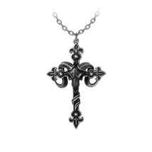 Alchemy Gothic P952 Cross of Baphomet Necklace Pendant Goat Skull Crucif... - $62.00