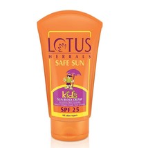 Lotus Herbals Safe Sun Kids Sun Block Cream 100 gm SPF 25 Skin Face Body Care - £16.51 GBP