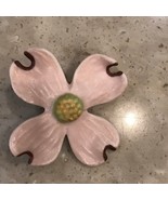 Vintage Pink Dogwood Flower Porcelain Ceramic Brooch Pin 2 Inch - $11.65