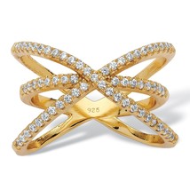 Womens Crossover 14K Gold Over Sterling Silver Cz Ring Size 6 7 8 9 10 - £79.91 GBP