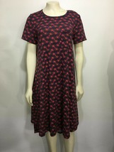 LuLaRoe Carly XS Red Green Purple Floral Short-Sleeve Dress Hi-Low NEW - £19.19 GBP