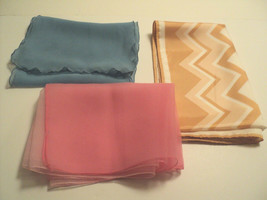 Lot of 3 Scarves - Sheer Blue  57&quot; x 8&quot;, Sheer Pink 70&quot; x 13&quot;, Tan 44&quot; x 13.5&quot; - £8.14 GBP