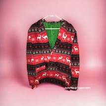 Mens Suit Jacket Size XL Reindeer Christmas Pattern Black Red White Blazer - £18.45 GBP