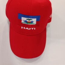 Haiti Flag Men's Back Strap Red Cotton Blend Baseball Cap Hat image 11