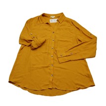 Lily White Shirt Womens M Yellow Long Sleeve Collared Button Down Blouse - $18.69