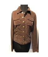 Cache Brown Stretch Tencel Silk Metal Snap Closure Cuffs Top Jacket New ... - $75.49 CAD